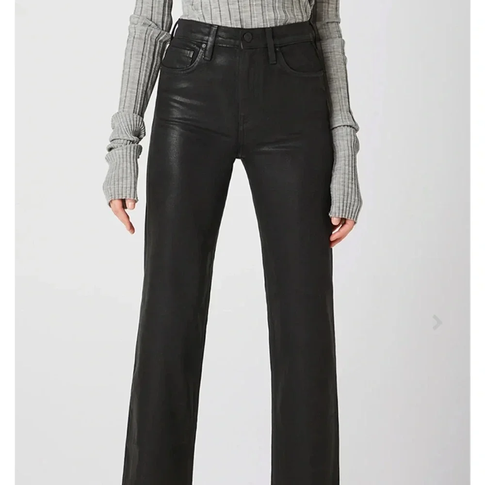 Hudson Noa Mid-Rise Crop Black Coated Jeans Size 25 - Picture 3 of 10